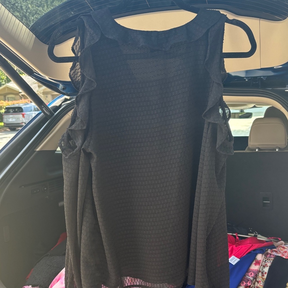 CeCe Black Ruffle Blouse - Picture 6 of 6